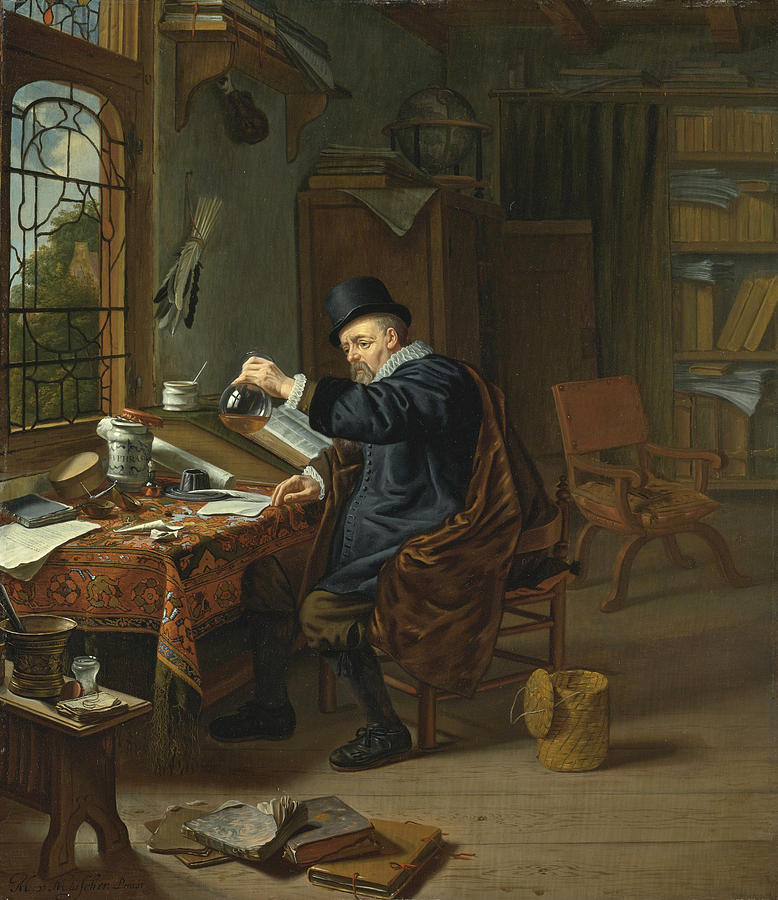 A Doctor in his Studio #2 Painting by Michiel van Musscher