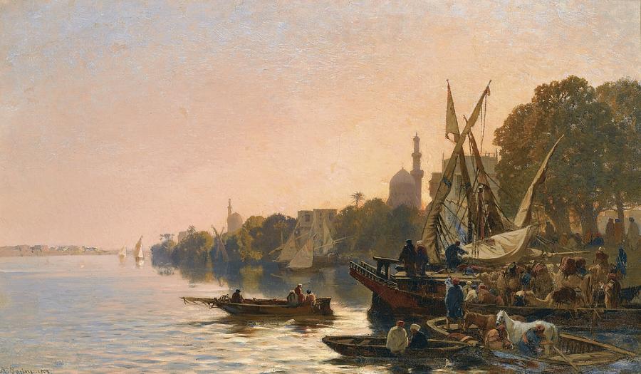 A Ferry On The Nile #1 Painting by Celestial Images