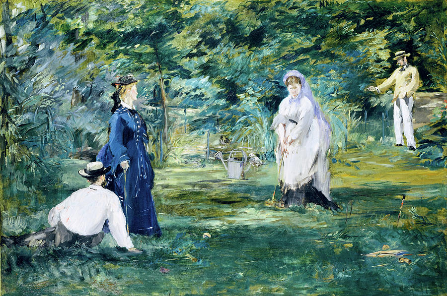 Tree Painting - A Game of Croquet #1 by Edouard Manet