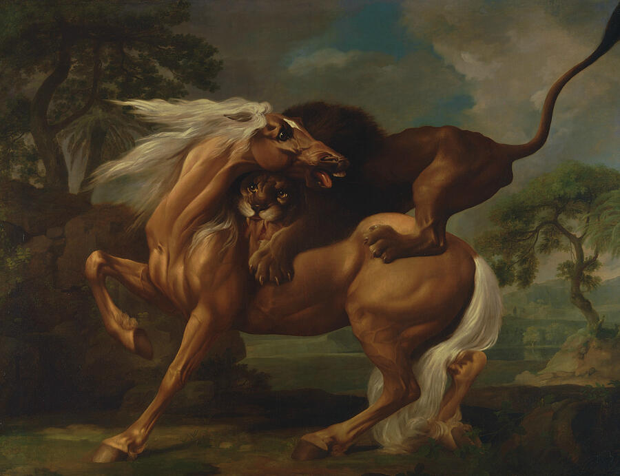 A Lion Attacking a Horse, from 1762 Painting by George Stubbs