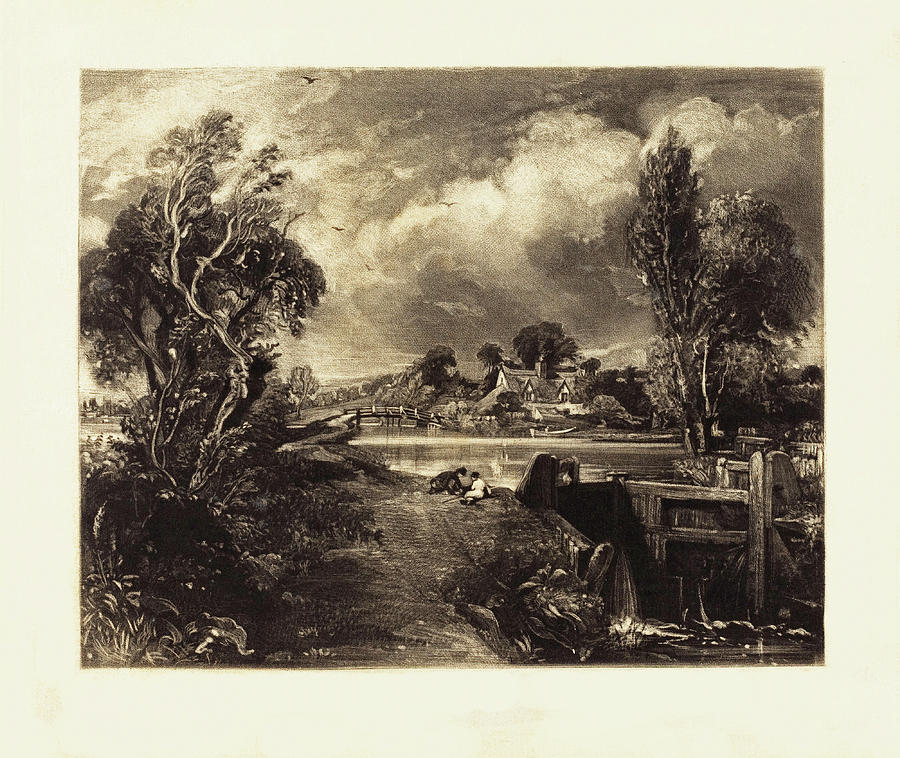 A Lock on the Stour #1 Painting by David Lucas after John Constable