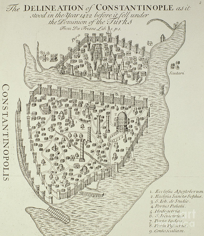 A map of Constantinople in 1422 Drawing by Cristoforo Buondelmonti