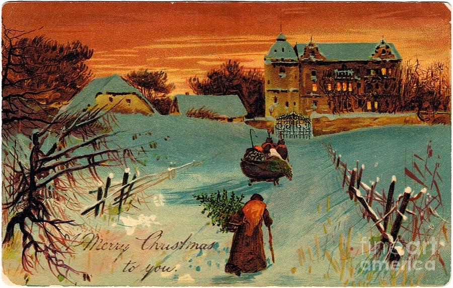 A merry Christmas to you vintage #1 Painting by Vintage Collectables