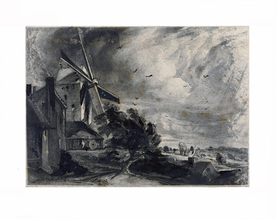 A Mill  #1 Painting by David Lucas after John Constable