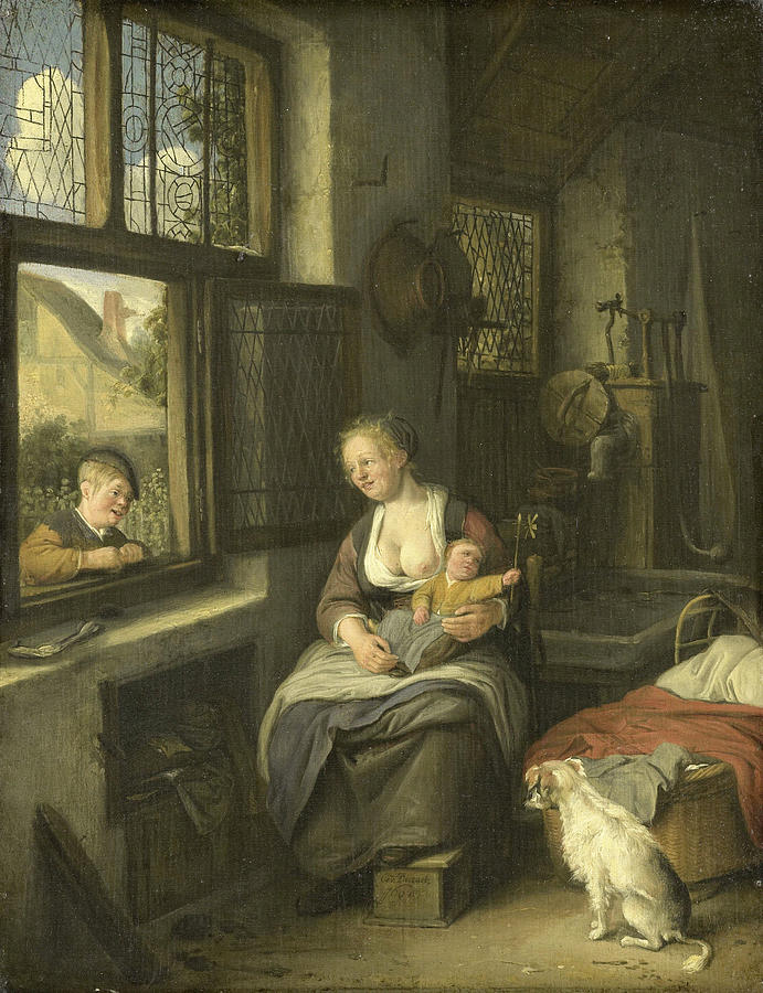 A Mother With Her Children Painting by Cornelis Dusart - Fine Art America