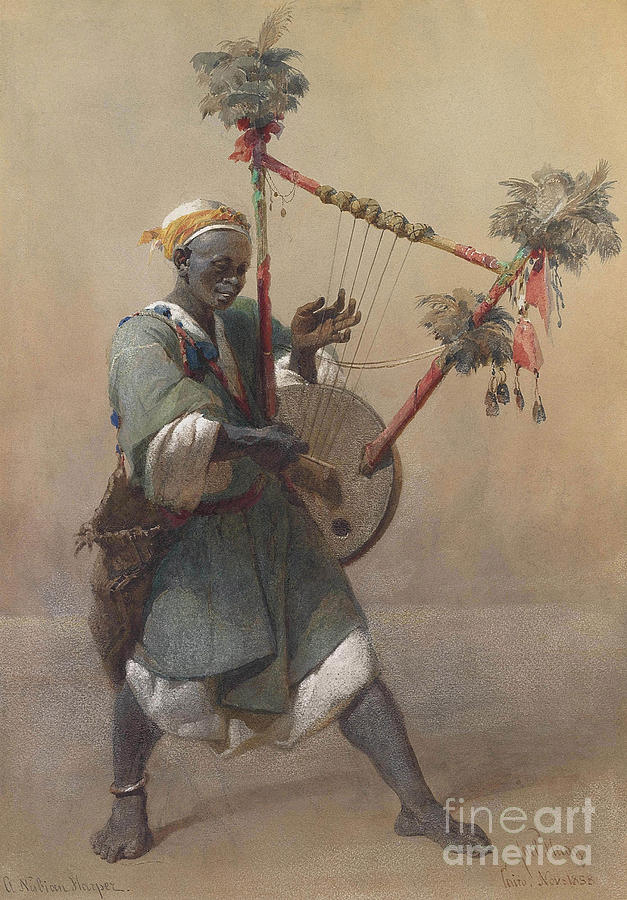A Nubian Harper #1 Painting by Celestial Images