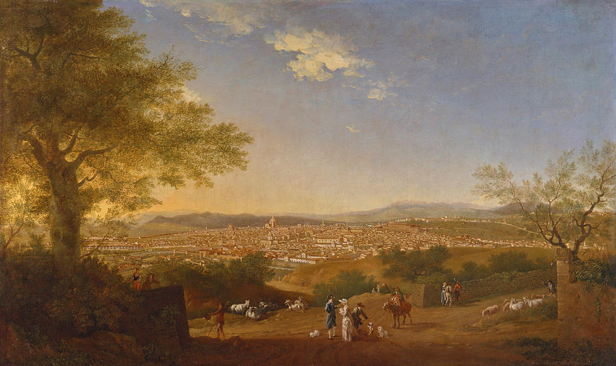 A Panoramic View of Florence from Bellosguardo  #2 Painting by Thomas Patch