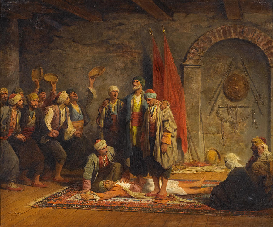 A Rifai Sufi Ceremony Painting by Adolphe Yvon