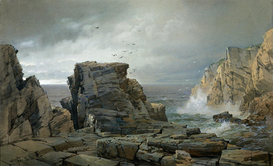 A Rocky Coast, from 1877 Painting by William Trost Richards