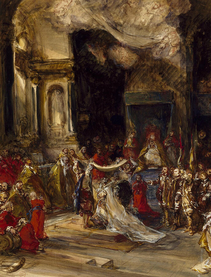 A Royal Marriage Scene #2 Drawing by Eugene Isabey