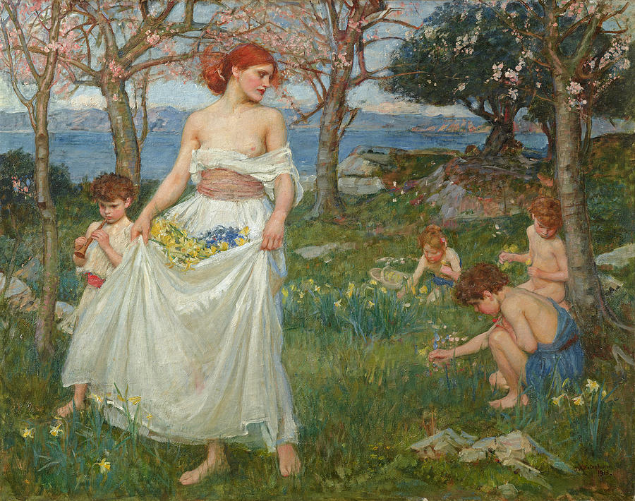 John William Waterhouse Painting - A Song of Springtime #1 by John William Waterhouse