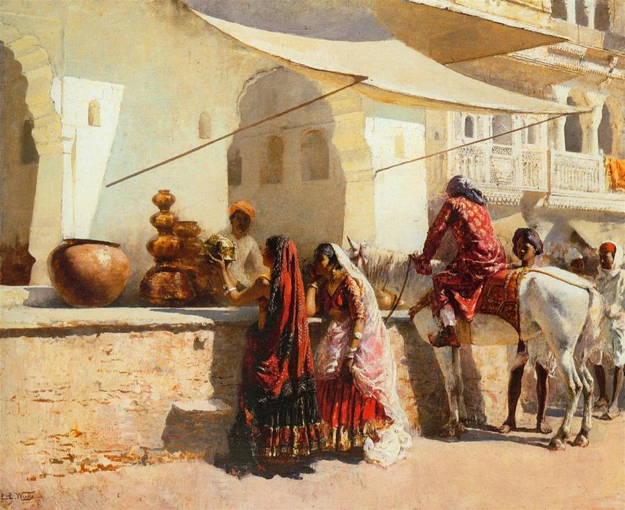 A Street Market Scene #1 Painting by Edwin Lord Weeks