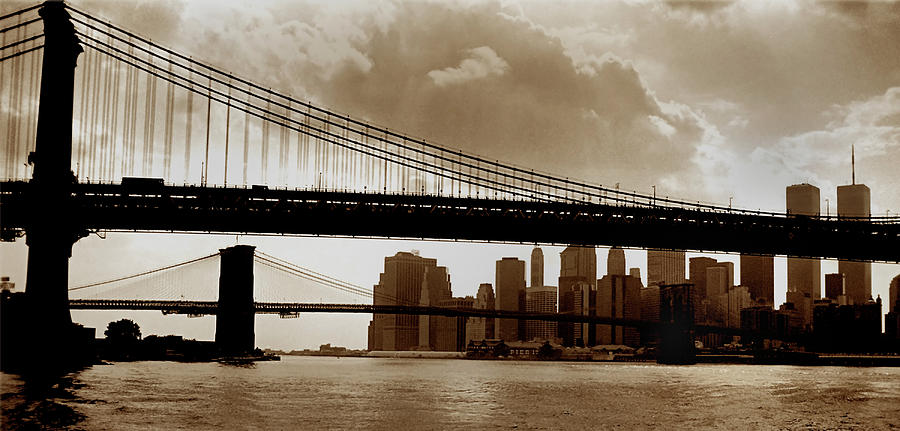 Brooklyn Bridge Photograph - A Tale of Two Bridges #1 by Joann Vitali