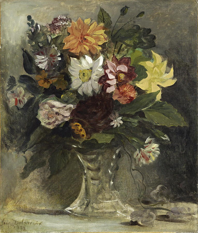 A Vase Of Flowers Painting by Eugene Delacroix
