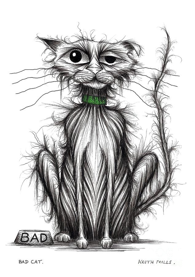 A very bad cat Drawing by Keith Mills Fine Art America