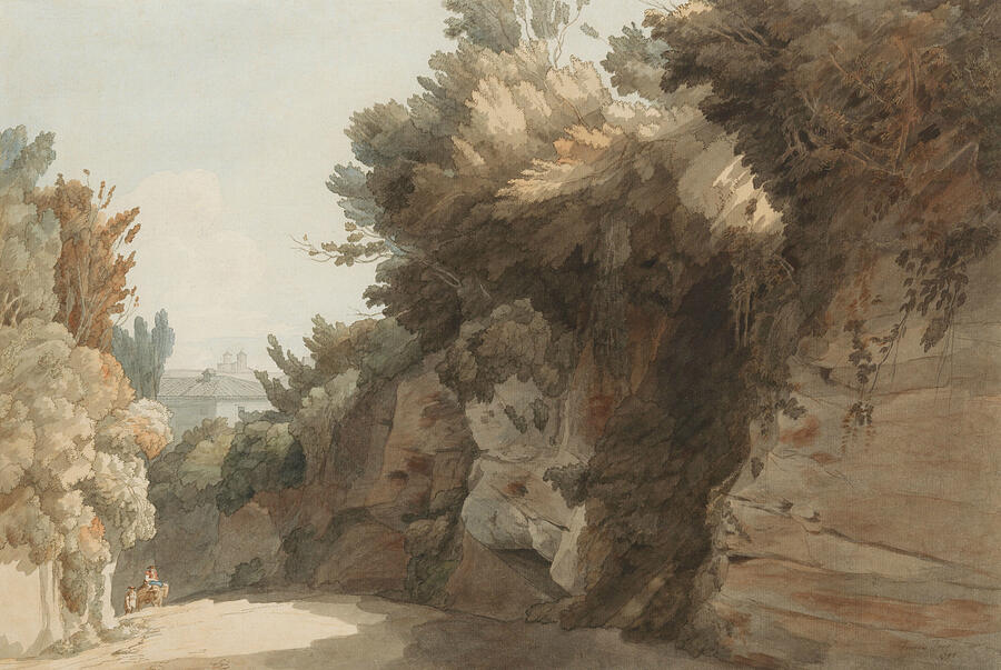 A View Near the Arco Scuro, Looking Towards the Villa Medici, Rome, from 1785 Painting by Francis Towne
