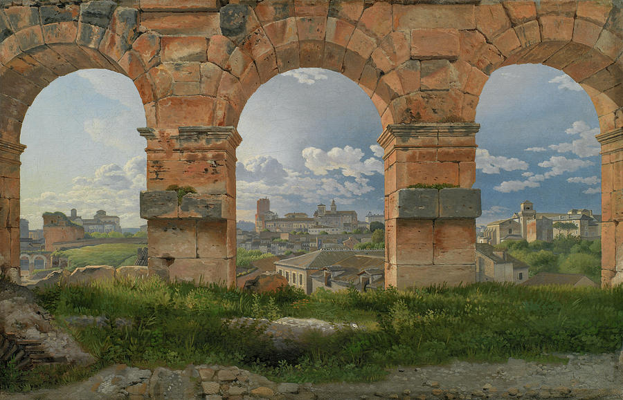 A View through Three Arches of the Third Storey of the Colosseum #2 Painting by Christoffer Wilhelm Eckersberg