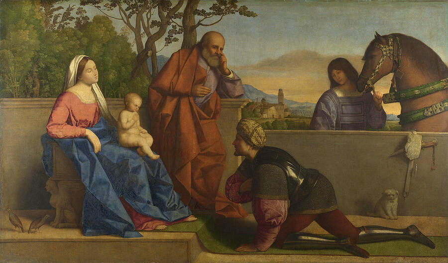 A Warrior Adoring the Infant Christ and the Virgin, by 1531 Painting by Vincenzo Catena A Warrior Adoring the Infant Christ and the Virgin, by 1531 Painting by Vincenzo Catena