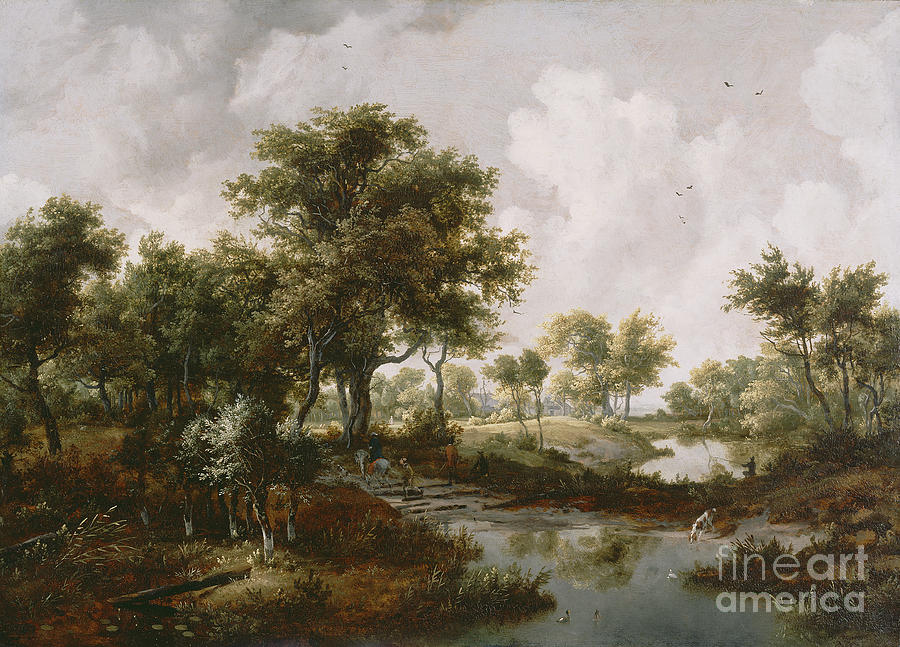 1667 Painting - A Wooded Landscape #1 by Celestial Images