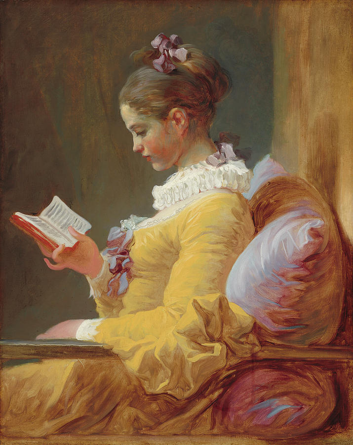 A Young Girl Reading #1 Painting by Celestial Images