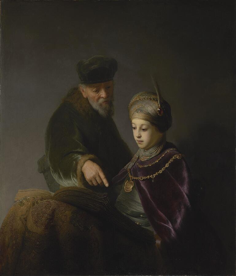 A Young Scholar and His Tutor, from circa 1629-1630 Painting by Rembrandt