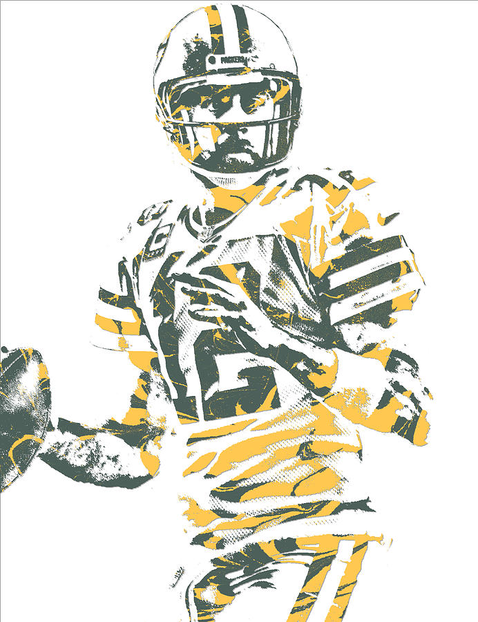 Aaron Rodgers Green Bay Packers Pixel Art 6 T-Shirt by Joe Hamilton - Pixels