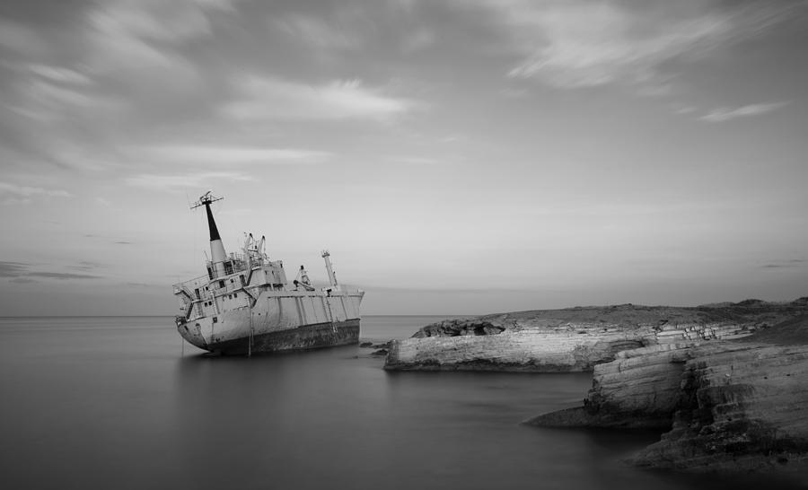 Abandoned Ship on a rocky coast Photograph by Michalakis Ppalis
