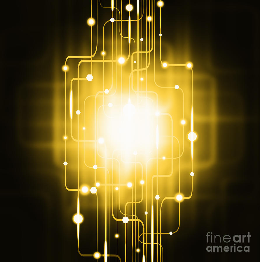 Abstract Photograph - Abstract Circuit Board Lighting Effect  #1 by Setsiri Silapasuwanchai