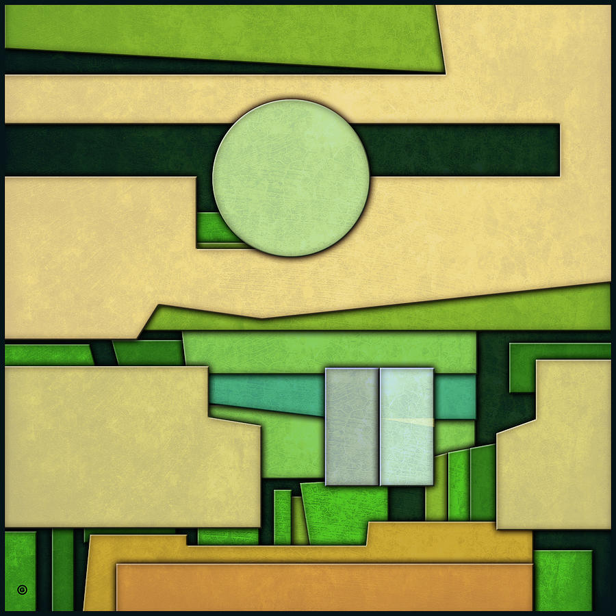 Green Digital Art - Abstract Cubist by Gary Grayson