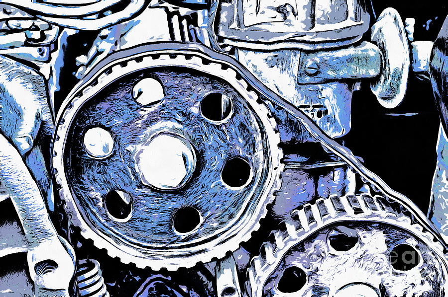 Abstract Detail of the Old Engine #1 Mixed Media by Michal Boubin