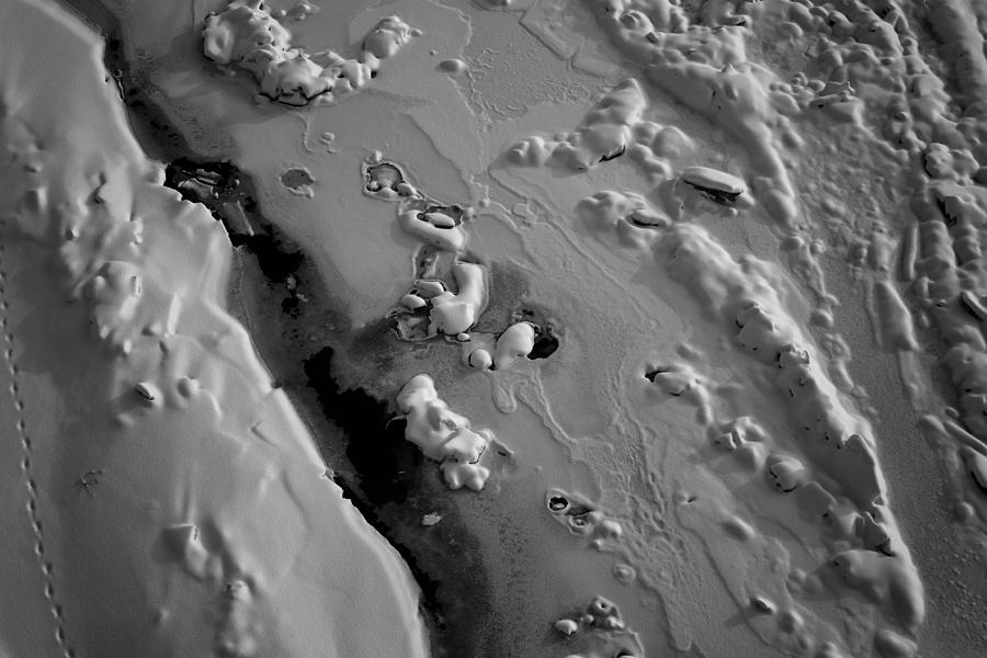 Abstract Ice Snow Patterns in Winter in Black and White #1 Photograph by John Williams