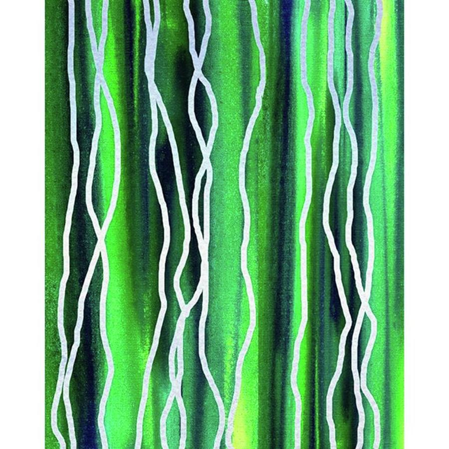Abstract Painting - Abstract Lines On Green #2 by Irina Sztukowski