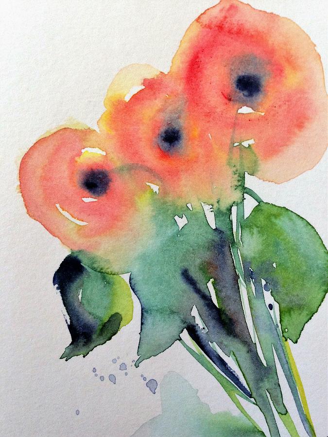 abstract Poppy flowers  #1 Painting by Britta Zehm
