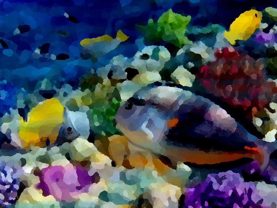 Abstract Reef Fish Painting by Stephen Jorgensen