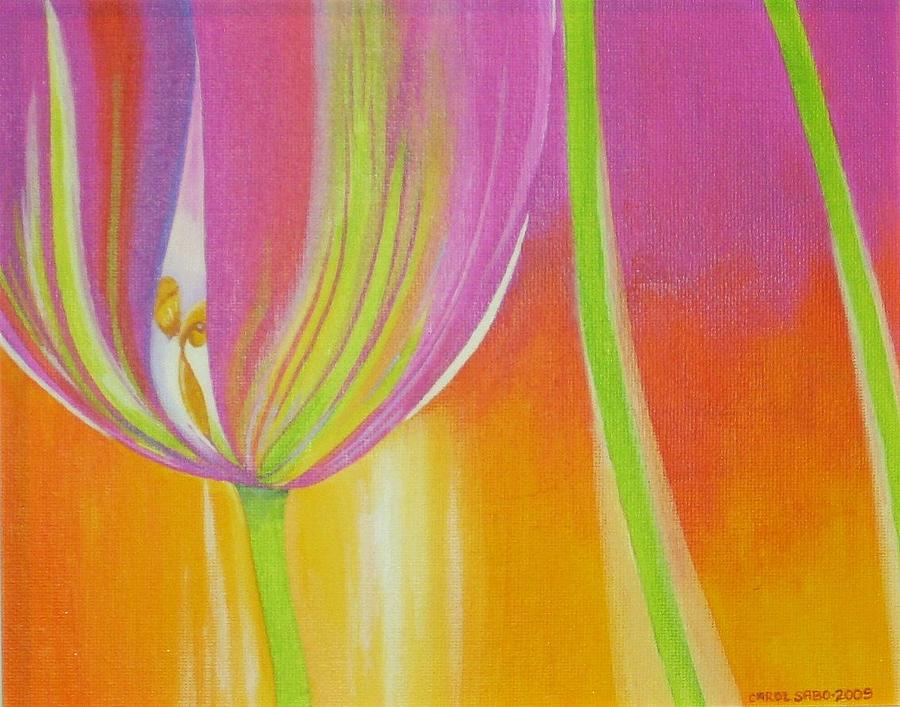 Abstract Painting - Abstract Tulip #1 by Carol Sabo