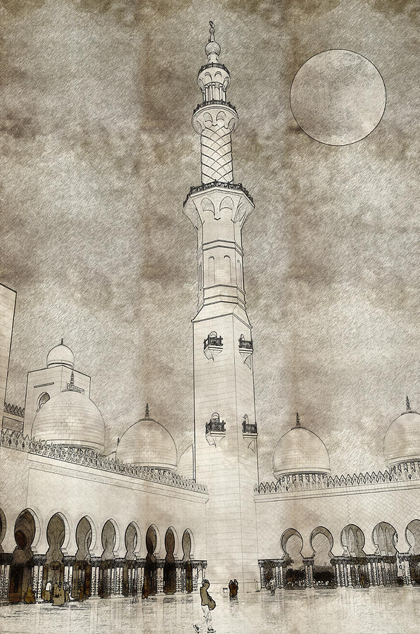 abu dhabi The Minaret #1 Painting by Celestial Images