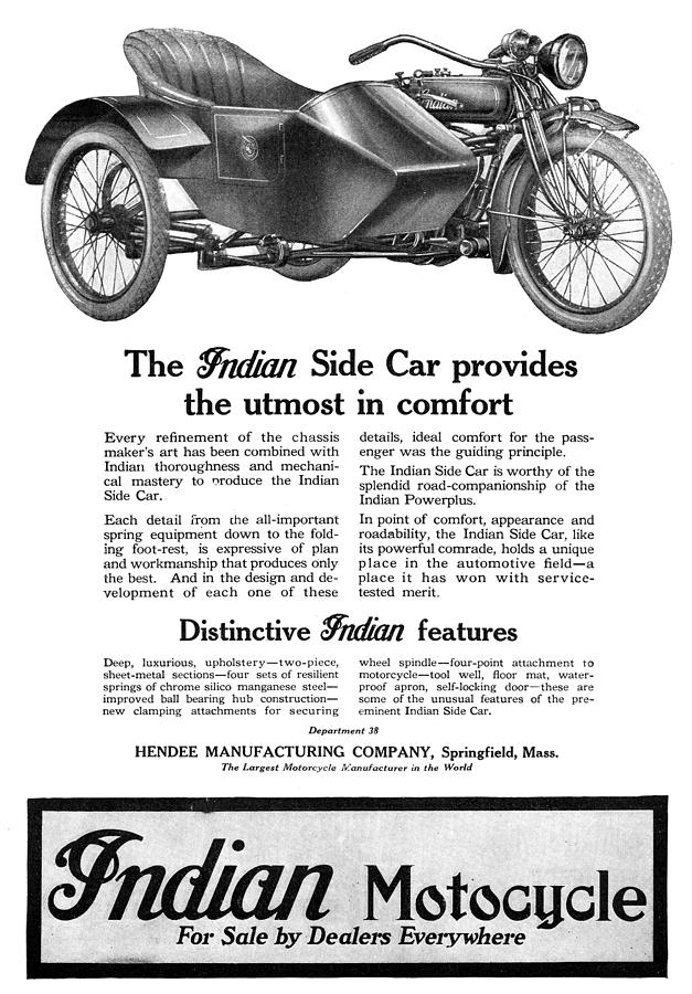 Ad: Indian Motocycle, 1920 #1 Photograph by Granger