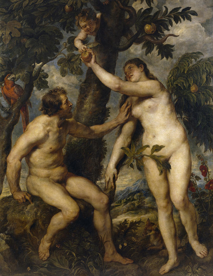 Titian Painting - Adam and Eve by Rubens