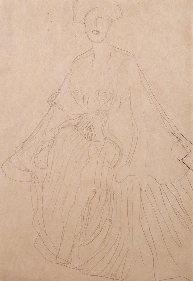 Gustav Klimt Drawing - Adele Bloch Bauer by Gustav Klimt