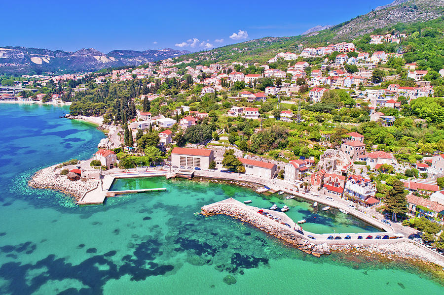 Adriatic village of Mlini waterfront aerial view #1 Photograph by Brch Photography
