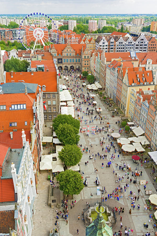 Aerial view at the old city in Gdansk, Poland #1 Photograph by Marek Poplawski