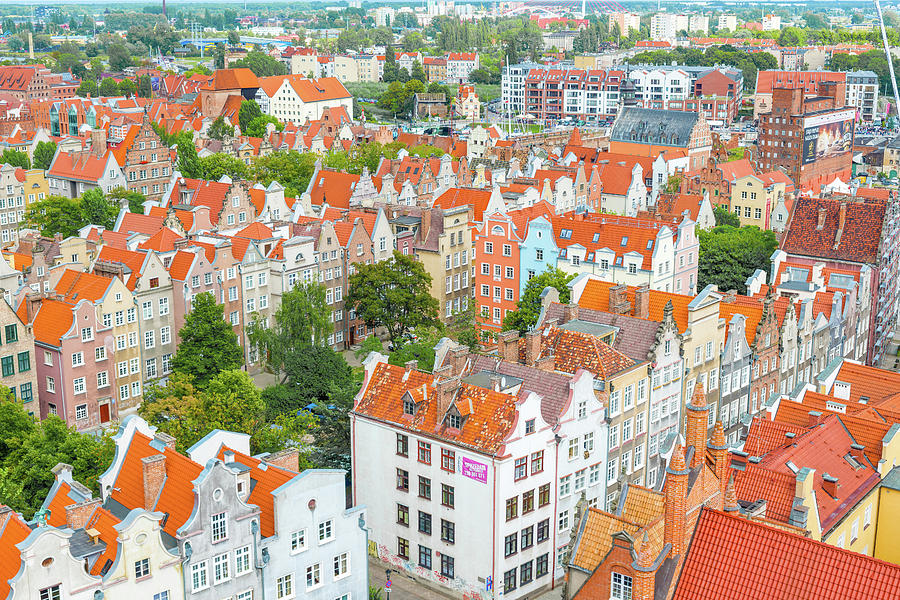 Aerial view at the old city of Gdansk in Poland #1 Photograph by Marek Poplawski