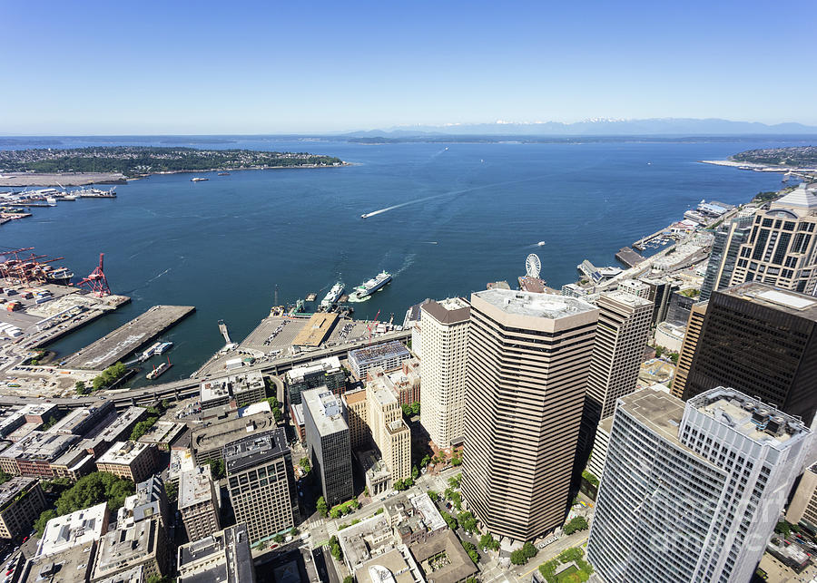 Aerial view of Seattle skyline in USA #1 Photograph by Didier Marti