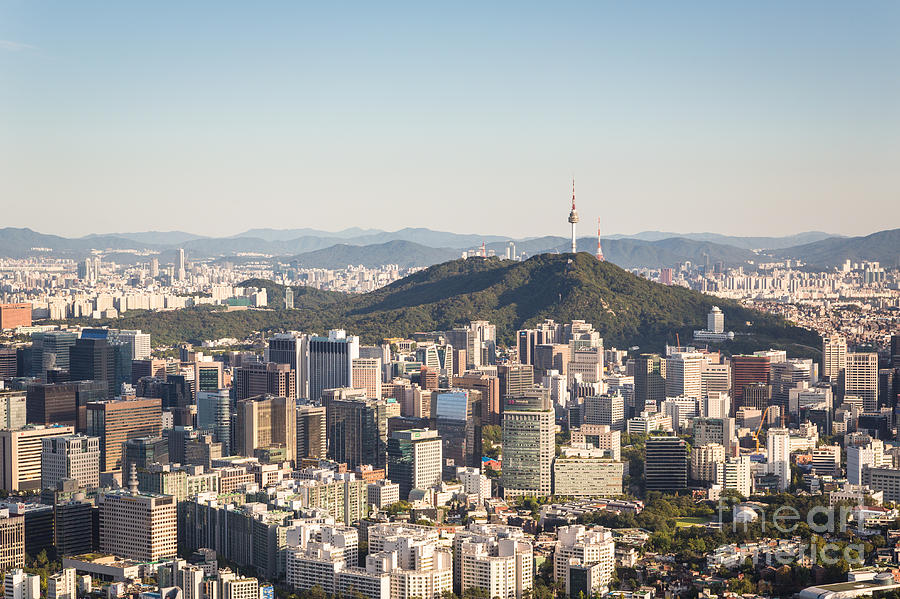 Aerial view of Seoul, South Korea capital city #1 Photograph by Didier Marti