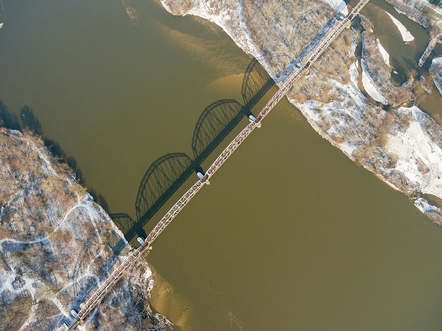 Aerial view of the railway bridge over the Vistula river Photograph by ...