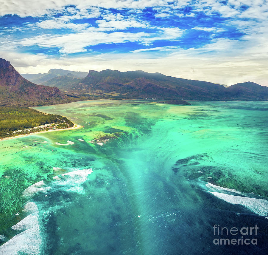 Aerial View Of The Underwater Waterfall. Mauritius Photograph