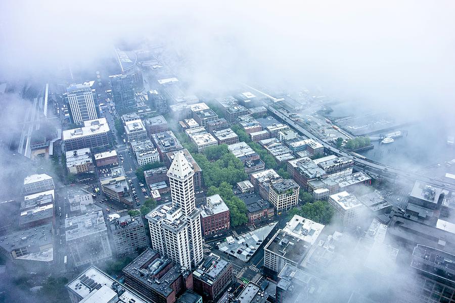 Aerial Views Over Seattle Washington #1 Photograph by Alex Grichenko