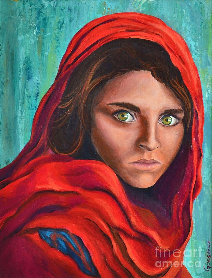Portrait Painting - Afghan Girl by Cristina Gosserez