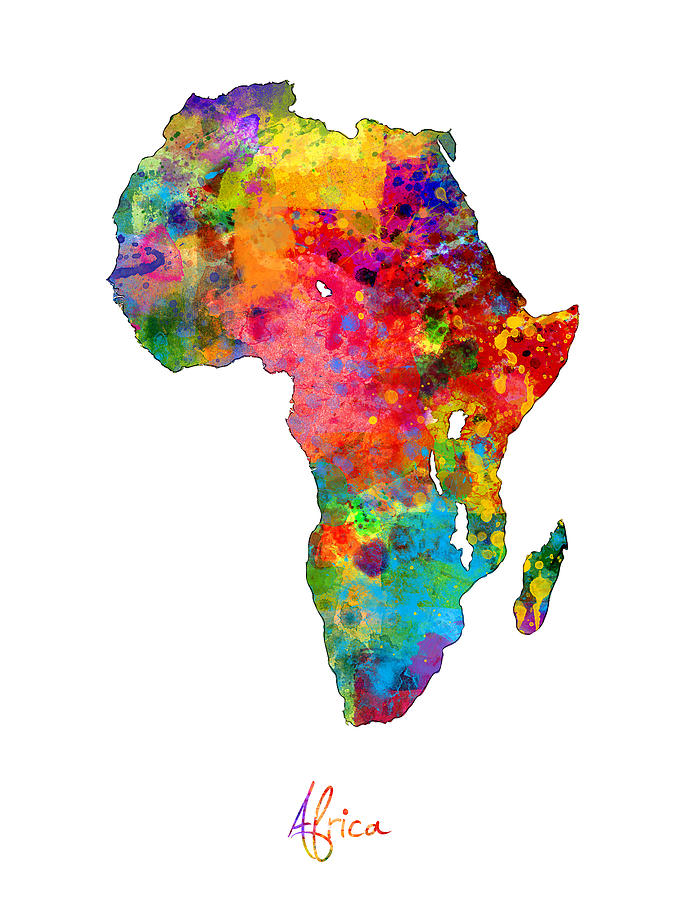 Africa Watercolor Map #1 Digital Art by Michael Tompsett