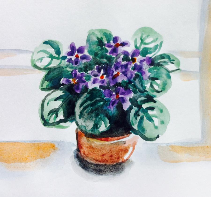African violet  #1 Painting by Hae Kim